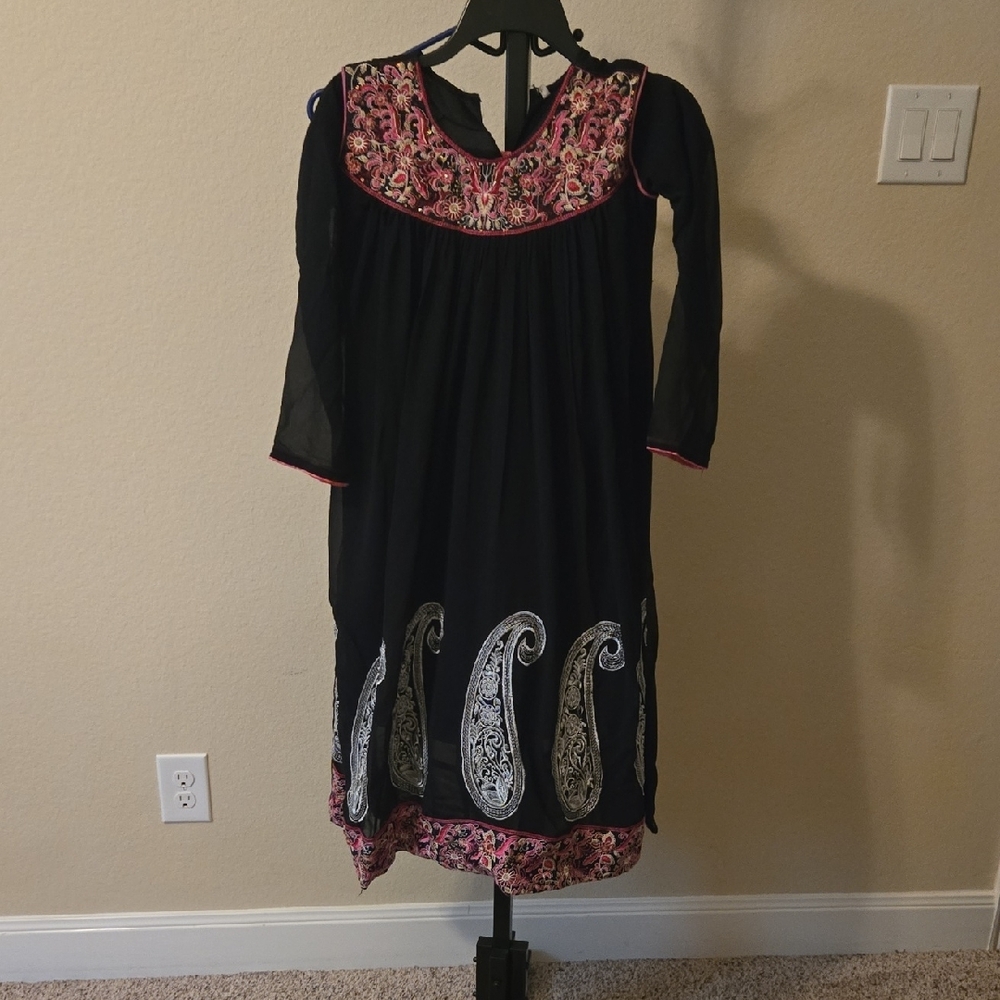 Elegant Black and Pink Kids Formal Dress